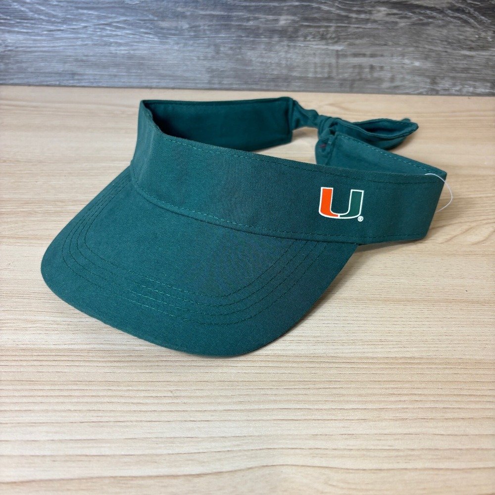 Miami Hurricanes Hat Visor Tie Back Green Lightweight Adjustable Ladies